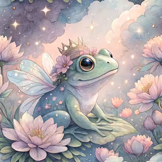 Magical Pastel Tree Frog with Wings