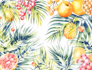 Tropical Watercolor Palm Leaves