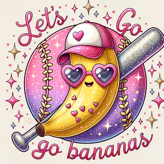 Cheerful Banana with Softball Bat