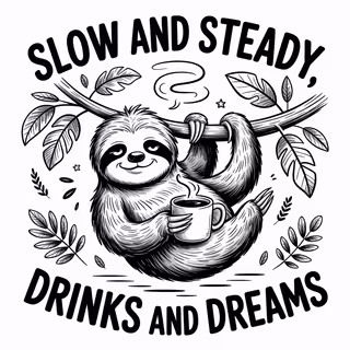 Black and White Sloth Illustration
