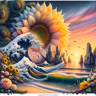 Sunflower Cliffs at Ocean Sunset
