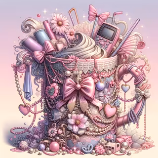Whimsical Feminine Pink Ribbon Mug Design