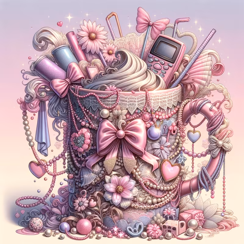 Whimsical Feminine Pink Ribbon Mug Design