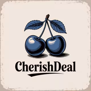 Vintage Cherishdeal Logo with Blue Cherries