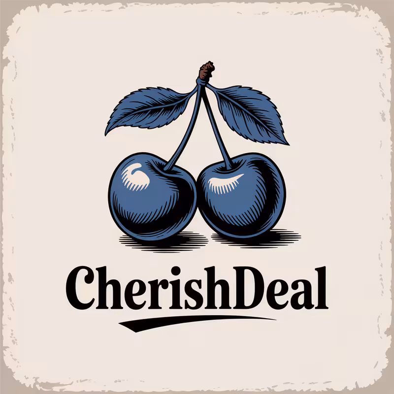 Vintage Cherishdeal Logo with Blue Cherries