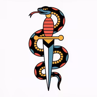 Traditional Dagger Snake Tattoo
