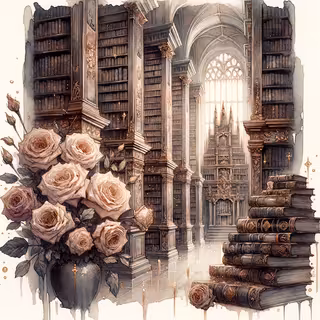 Dark Academia Watercolor Bookshelf