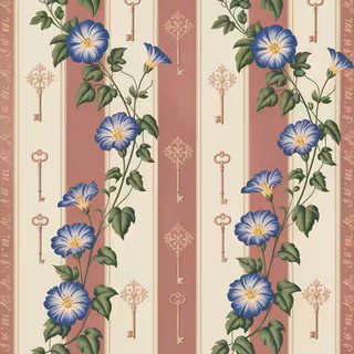 Vintage Striped Floral Wallpaper