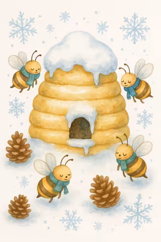 Winter Beehive Watercolor Art