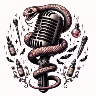 Retro Microphone with Gothic Snake Tattoo