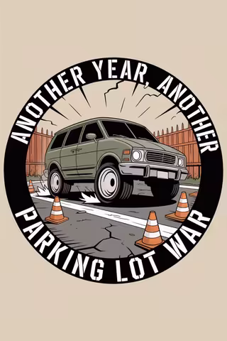 Cartoon Minivan Parking Lot War Patch