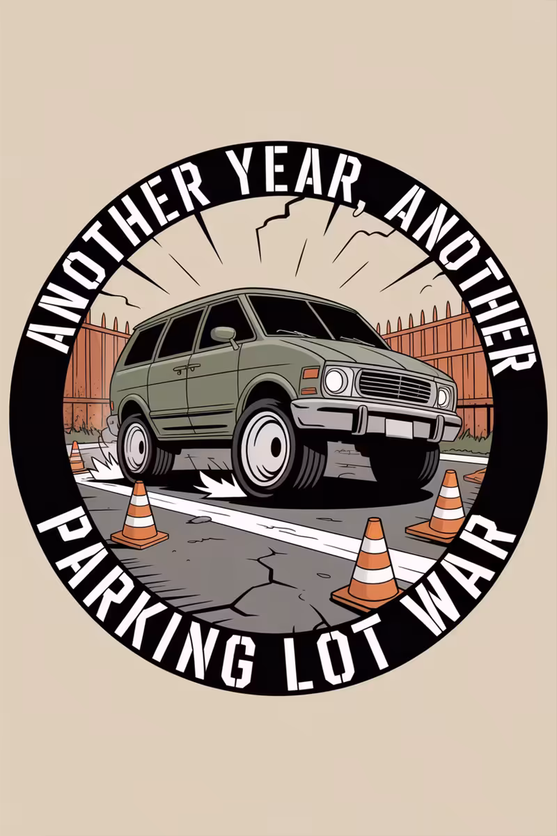 Cartoon Minivan Parking Lot War Patch