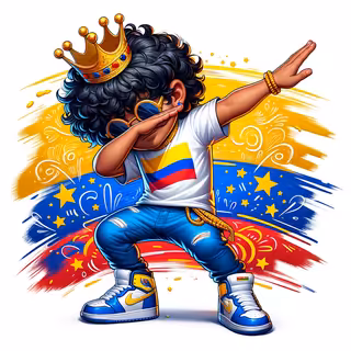Cartoon Hispanic Dab with Colombian Flag