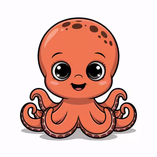 Cute Animated Baby Octopus Art