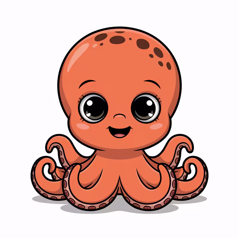 Cute Animated Baby Octopus Art
