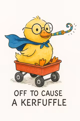 Chubby Duckling in Red Wagon