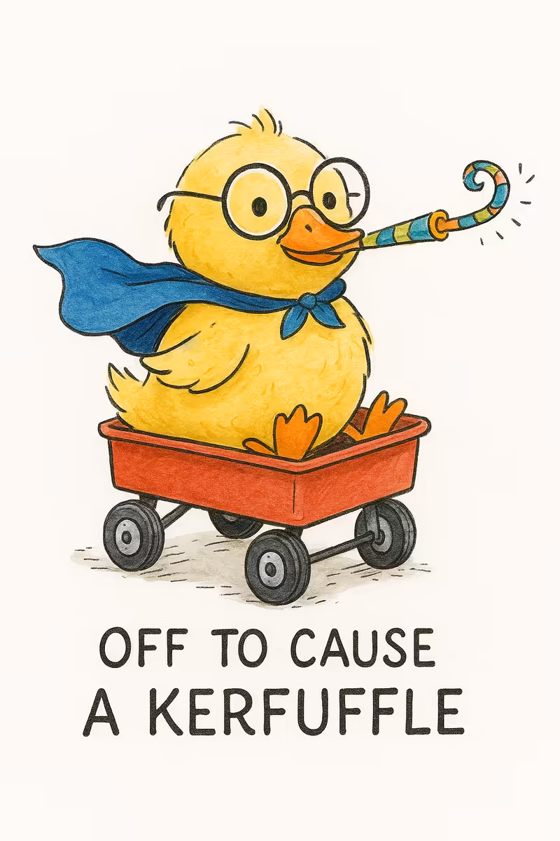 Chubby Duckling in Red Wagon