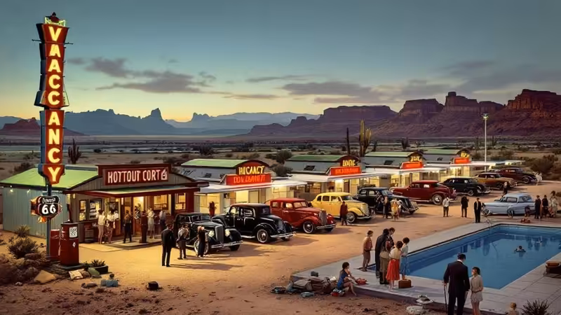 1930s Route 66 Motor Court Scene