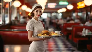 1930s American Diner Waitress Scene