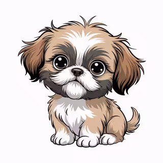 Cute Animated Baby Shih Tzu