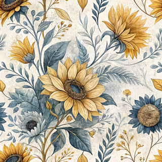 Watercolor Dusty Blue Floral Background