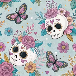 Pastel Sugar Skulls with Flowers