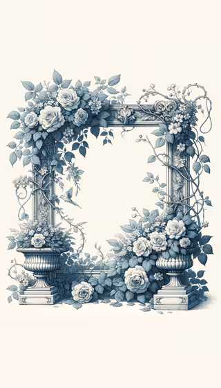 Vintage Floral Frame Drawing