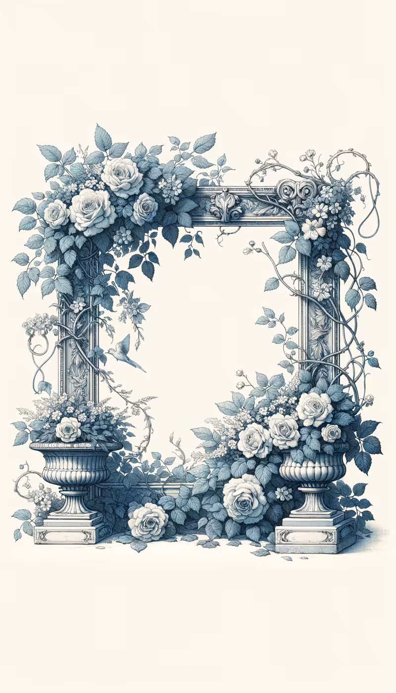 Vintage Floral Frame Drawing