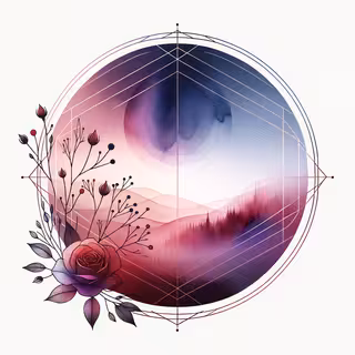 Watercolor Ombre Background with Geometric Art