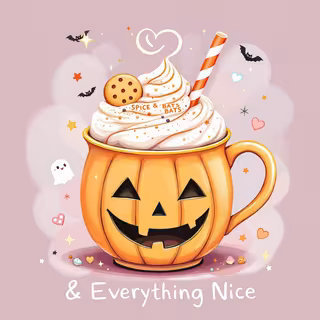 Kawaii Pastel Pumpkin Spice Latte Art