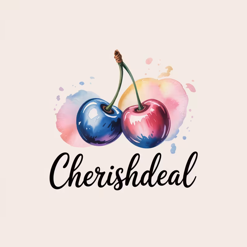 Handmade Logo with Blue Cherries
