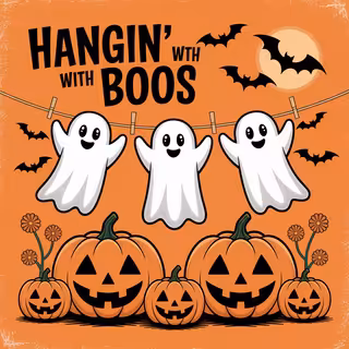 Whimsical Halloween Ghosts Illustration