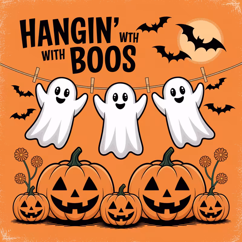 Whimsical Halloween Ghosts Illustration