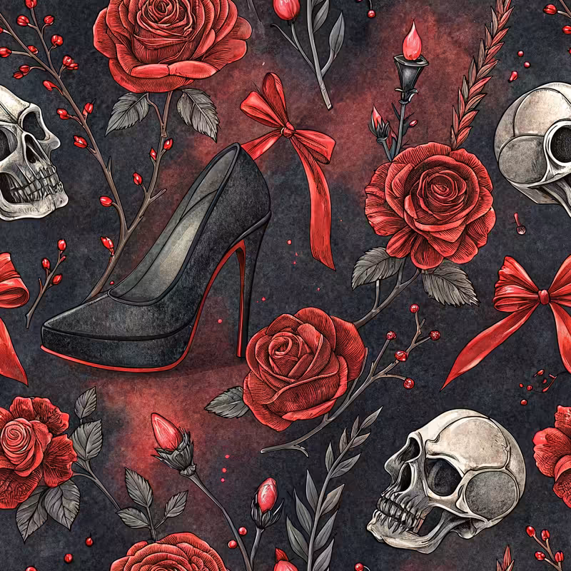 Gothic Coquette Dark Gradient Pattern