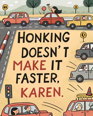 Sarcastic Cartoon School Traffic Jam