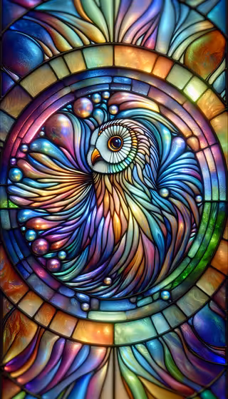 Iridescent Stained Glass Owl Art
