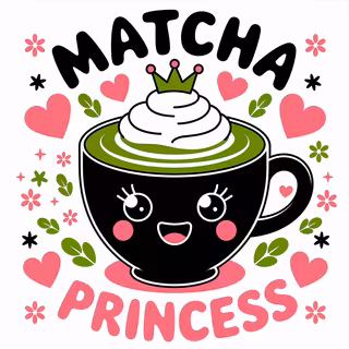 Kawaii Matcha Latte Illustration