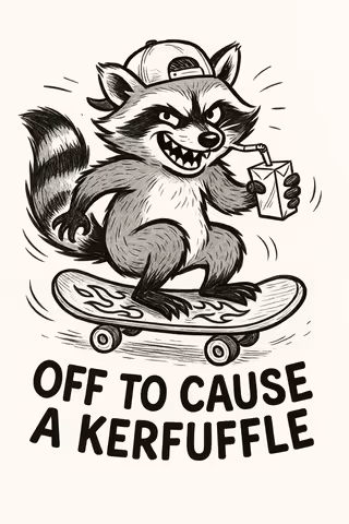 Mischievous Raccoon Skating with Juice Box