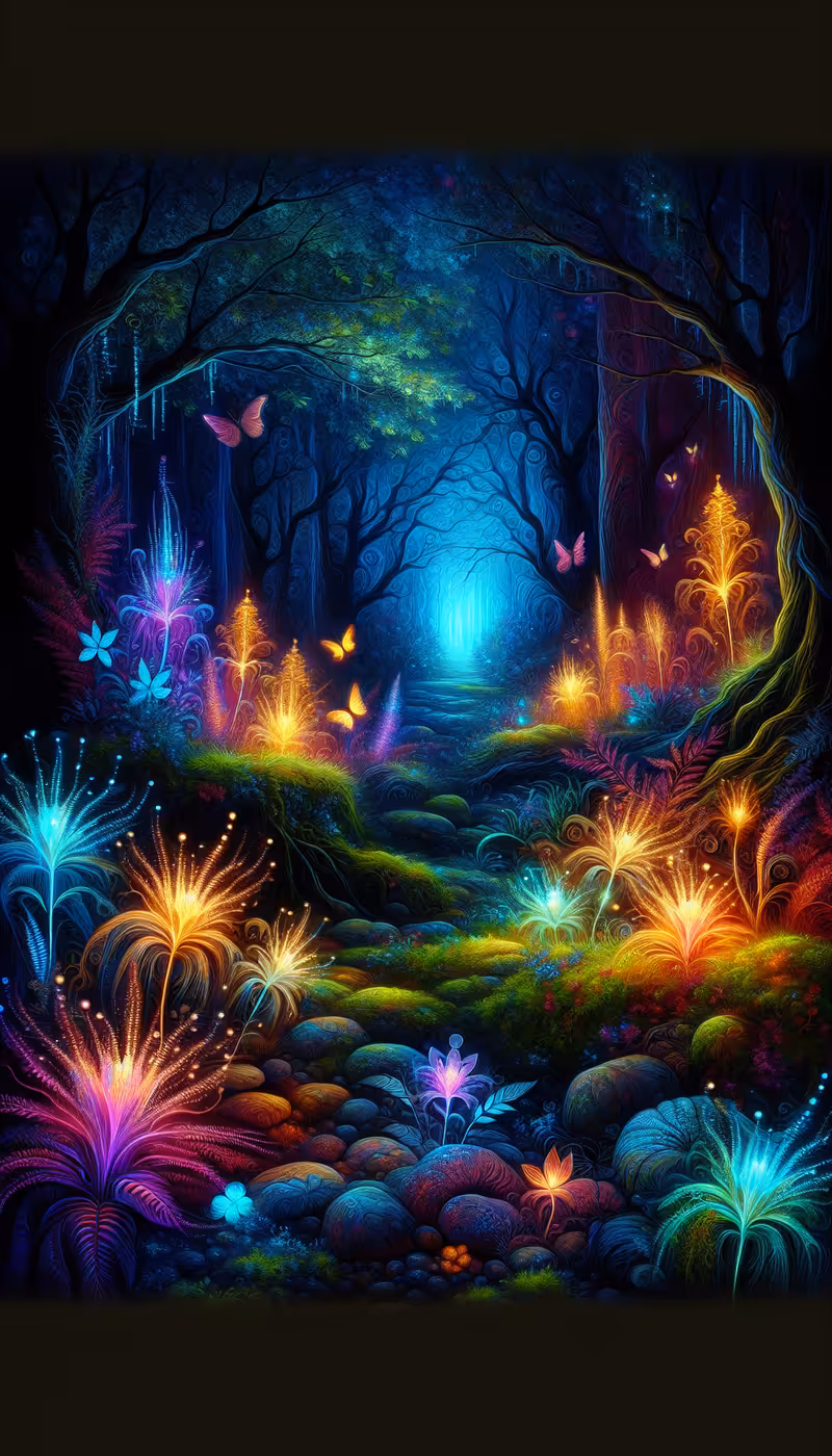 Bioluminescent Forest Floor Scene