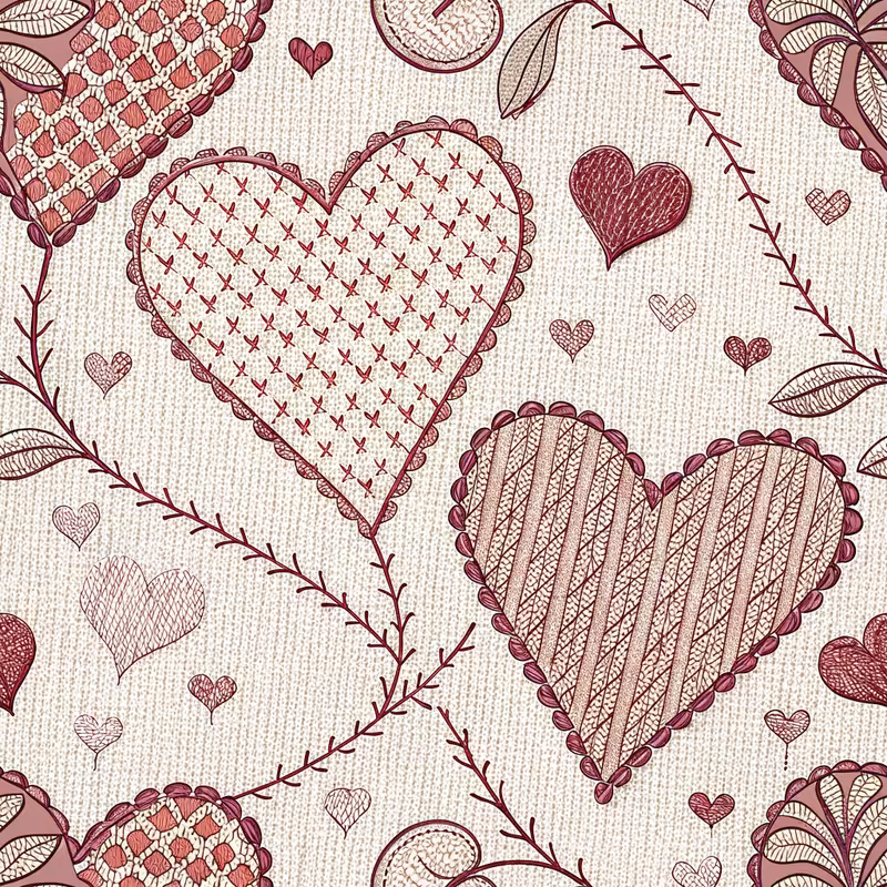 Embroidery Illusion Heart Pattern