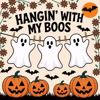 Whimsical Halloween Ghosts Illustration