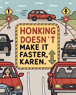 Sarcastic Cartoon School Traffic Jam