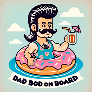 Cartoon Dad with Donut Floatie