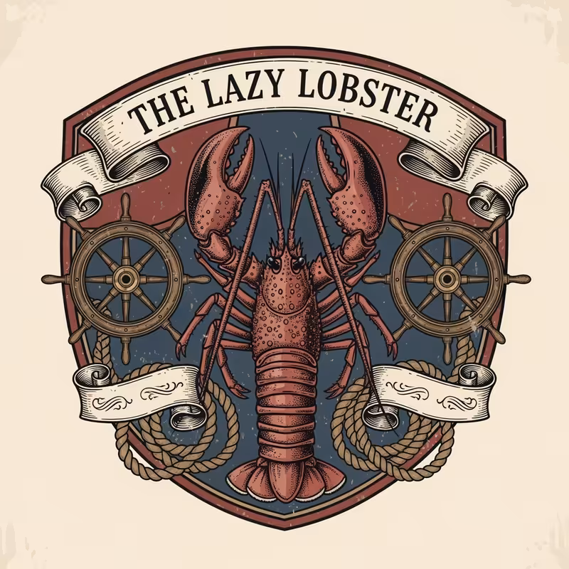 Retro Tavern Crest with Spiny Lobster