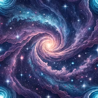 Galaxy Swirl with Stars and Nebulas