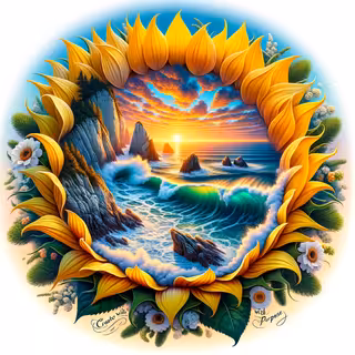 Sunflower to Cliff Ocean Sunset