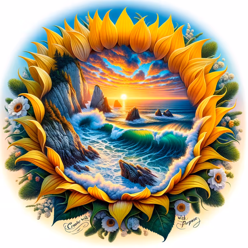 Sunflower to Cliff Ocean Sunset