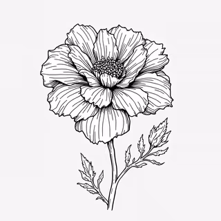 Elegant Marigold Line Drawing