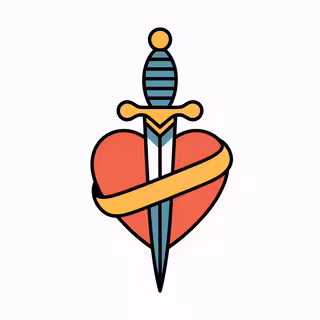 Traditional Dagger Heart Tattoo