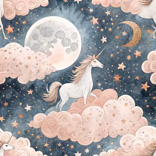 White Unicorn with Moon Halo